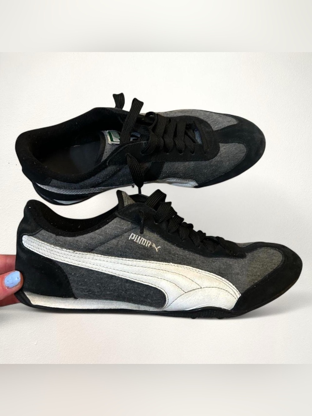 Puma Black & Gray Low-Profile Athletic Sneakers with White Formstrip